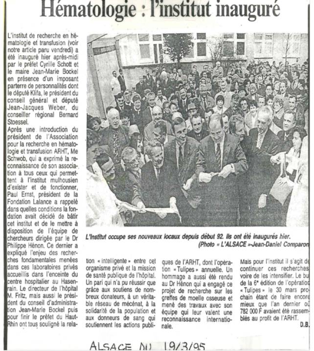 L'institut inauguré - Article du 19 mars 1995